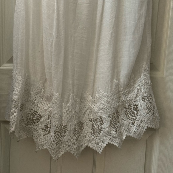 White Gauze Dress With Lace Accents by - Mlle Gabrielle - Picture 3 of 5
